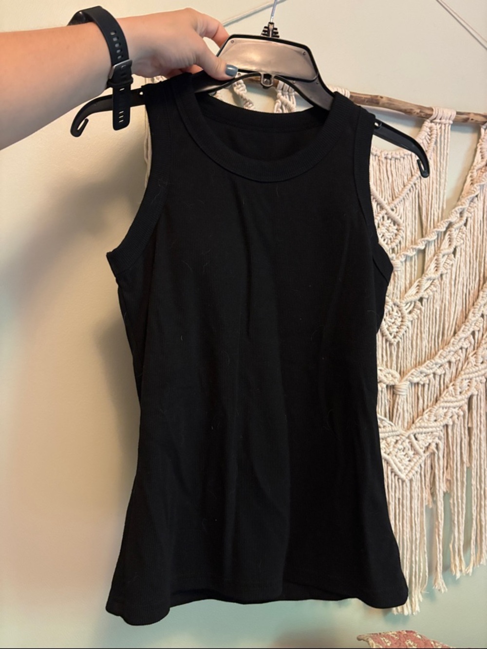 Classic Black Ribbed Tank Top - Women
